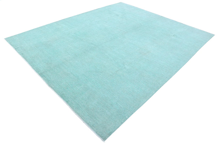 Green Afghan Overdye Rug 8' 0" x 9' 11" Hand-Knotted | No. AT55977