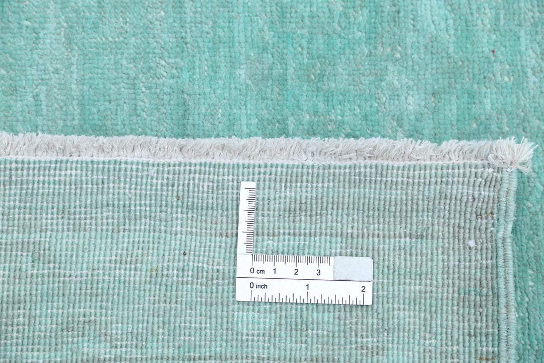 Green Afghan Overdye Rug 8' 0" x 9' 11" Hand-Knotted | No. AT55977