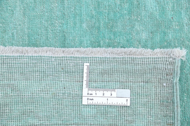 Green Afghan Overdye Rug 8' 0" x 9' 11" Hand-Knotted | No. AT55977