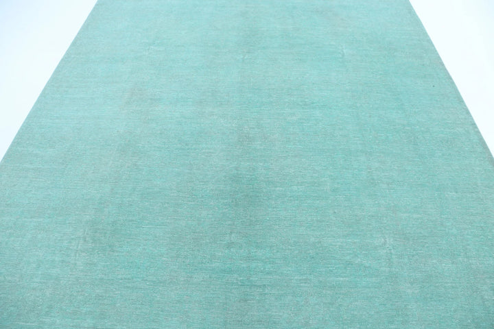 Green Afghan Overdye Rug 8' 0" x 9' 11" Hand-Knotted | No. AT55977