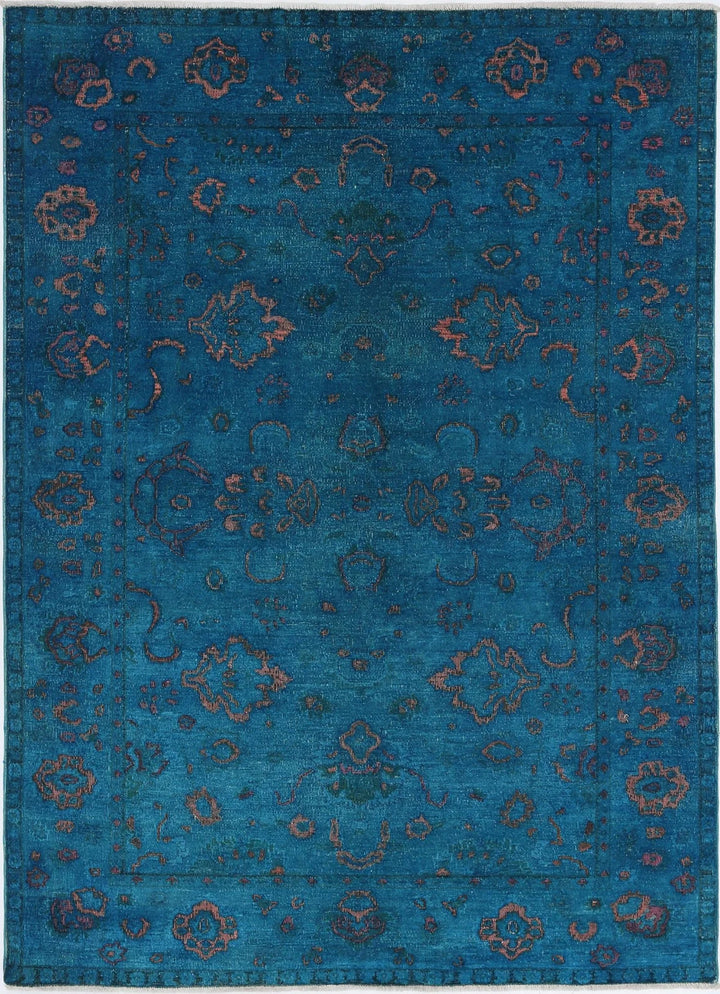 Teal Afghan Oriental Rug 5' 5" x 7' 7" Hand-Knotted | No. AT56079