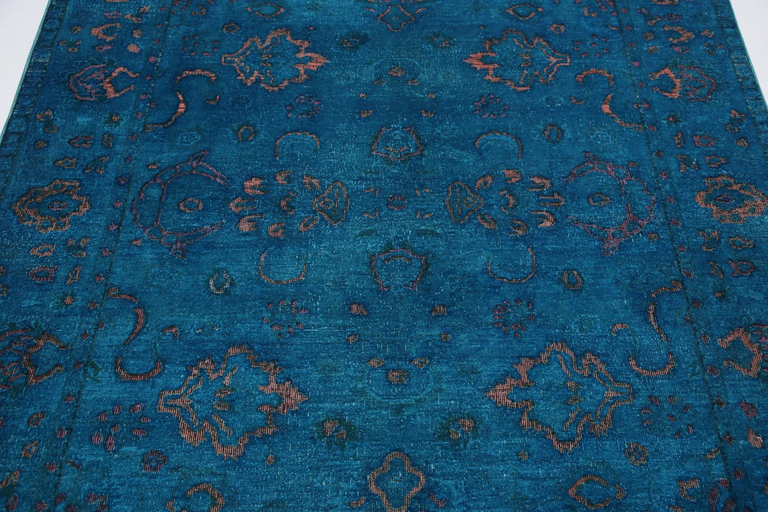 Teal Afghan Oriental Rug 5' 5" x 7' 7" Hand-Knotted | No. AT56079