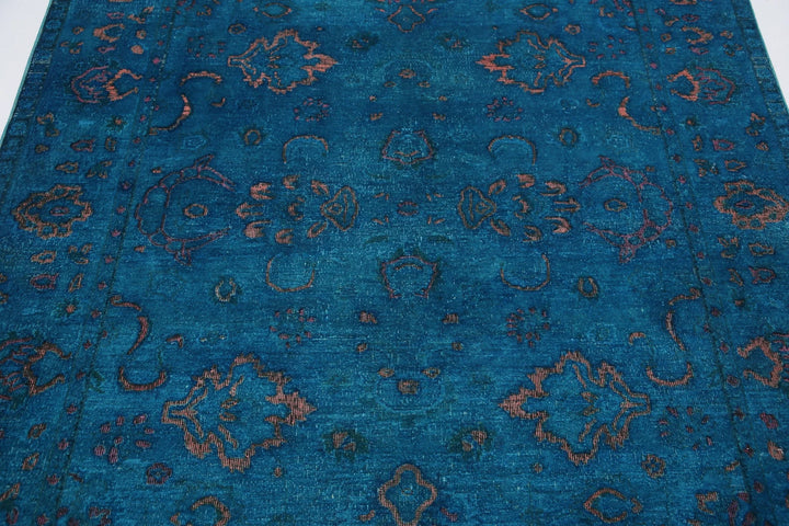 Teal Afghan Oriental Rug 5' 5" x 7' 7" Hand-Knotted | No. AT56079