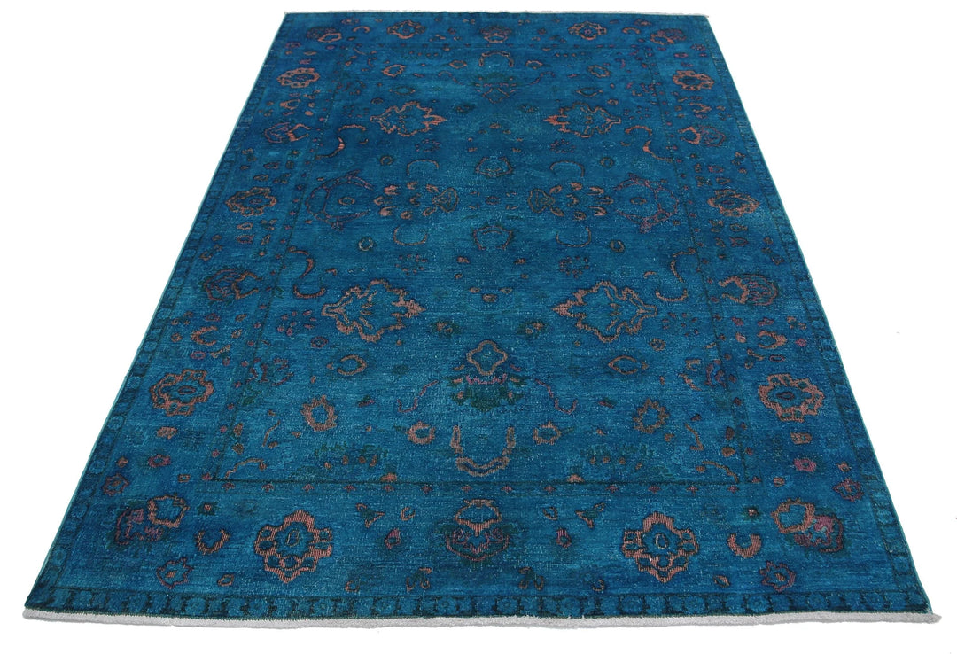 Teal Afghan Oriental Rug 5' 5" x 7' 7" Hand-Knotted | No. AT56079