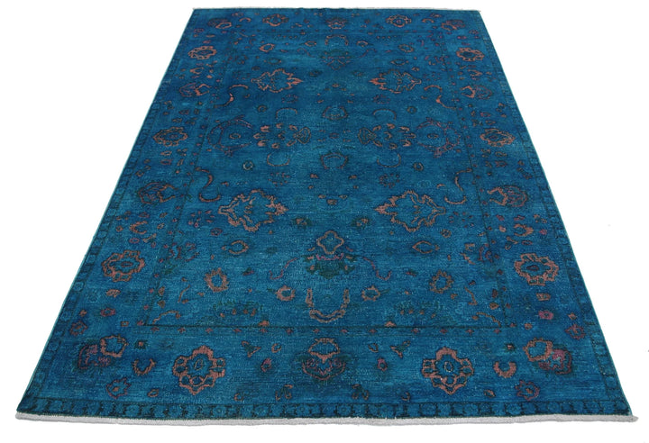 Teal Afghan Oriental Rug 5' 5" x 7' 7" Hand-Knotted | No. AT56079