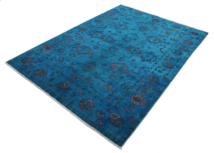 Teal Afghan Oriental Rug 5' 5" x 7' 7" Hand-Knotted | No. AT56079