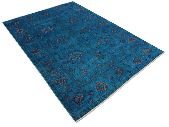 Teal Afghan Oriental Rug 5' 5" x 7' 7" Hand-Knotted | No. AT56079