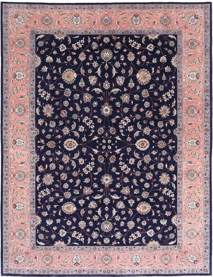 Blue Persian Tabriz Rug 9' 2" x 12' 0" Hand-Knotted | No. AT56099