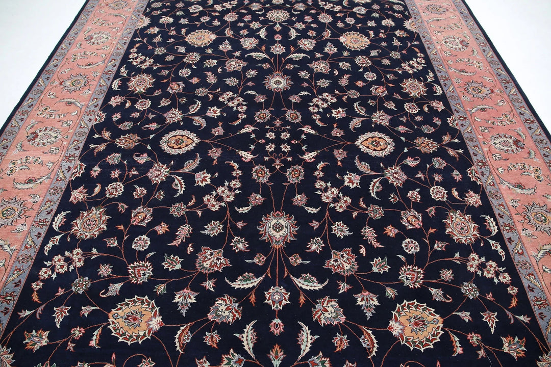 Blue Persian Tabriz Rug 9' 2" x 12' 0" Hand-Knotted | No. AT56099