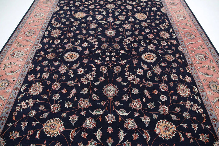 Blue Persian Tabriz Rug 9' 2" x 12' 0" Hand-Knotted | No. AT56099