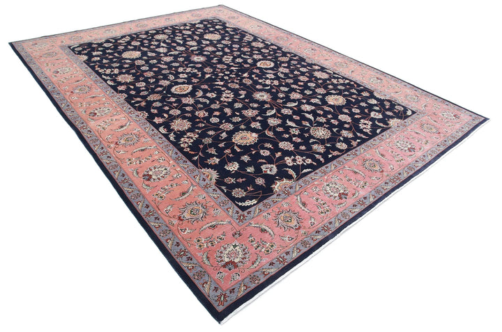 Blue Persian Tabriz Rug 9' 2" x 12' 0" Hand-Knotted | No. AT56099
