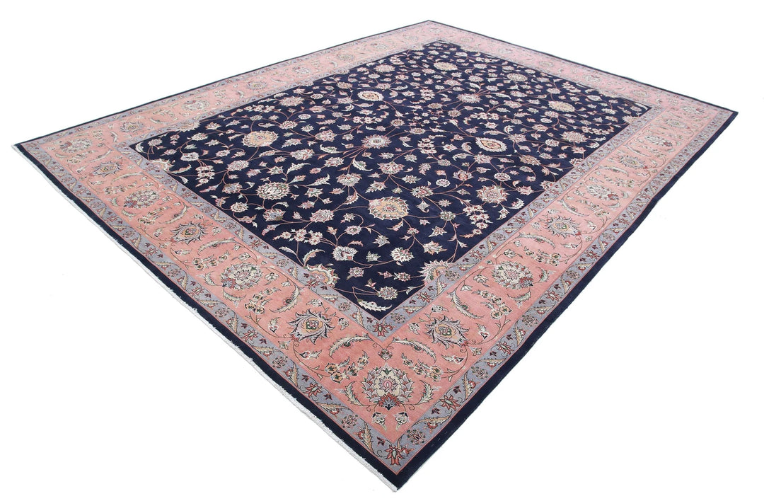 Blue Persian Tabriz Rug 9' 2" x 12' 0" Hand-Knotted | No. AT56099