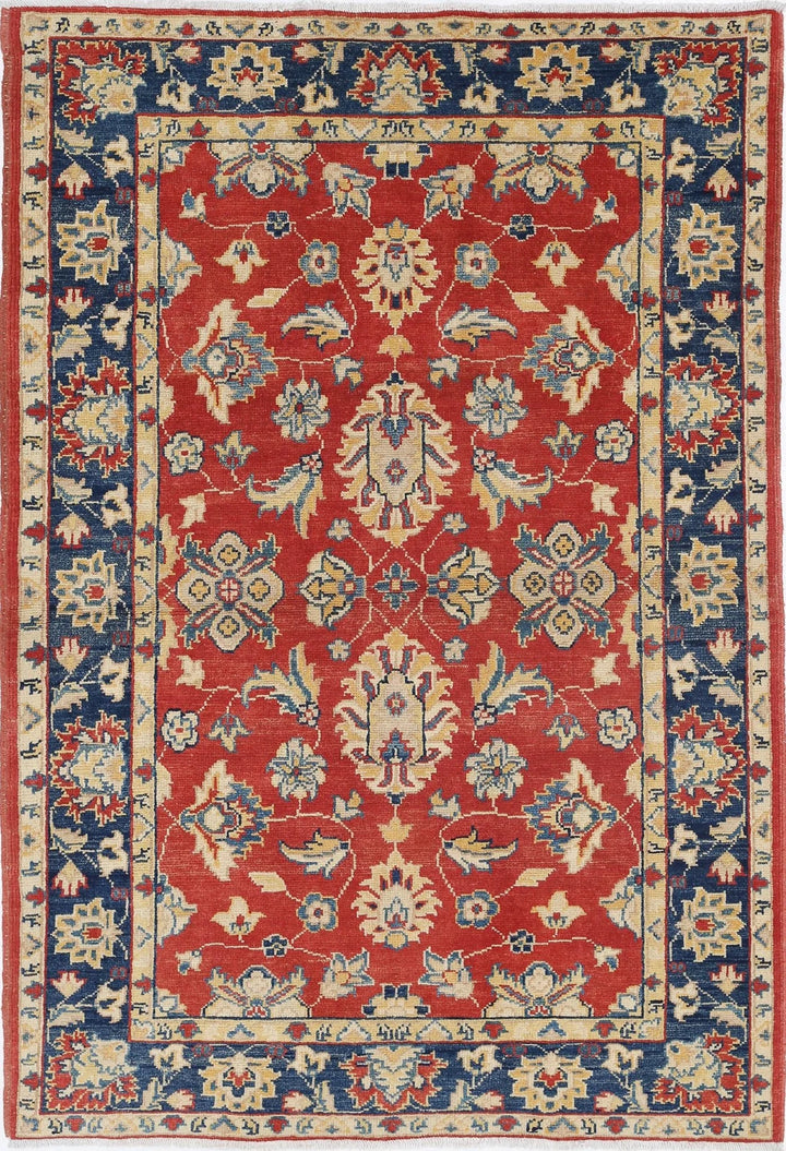 Red Afghan Ziegler Rug 3' 10" x 5' 8" Hand-Knotted | No. AT56148