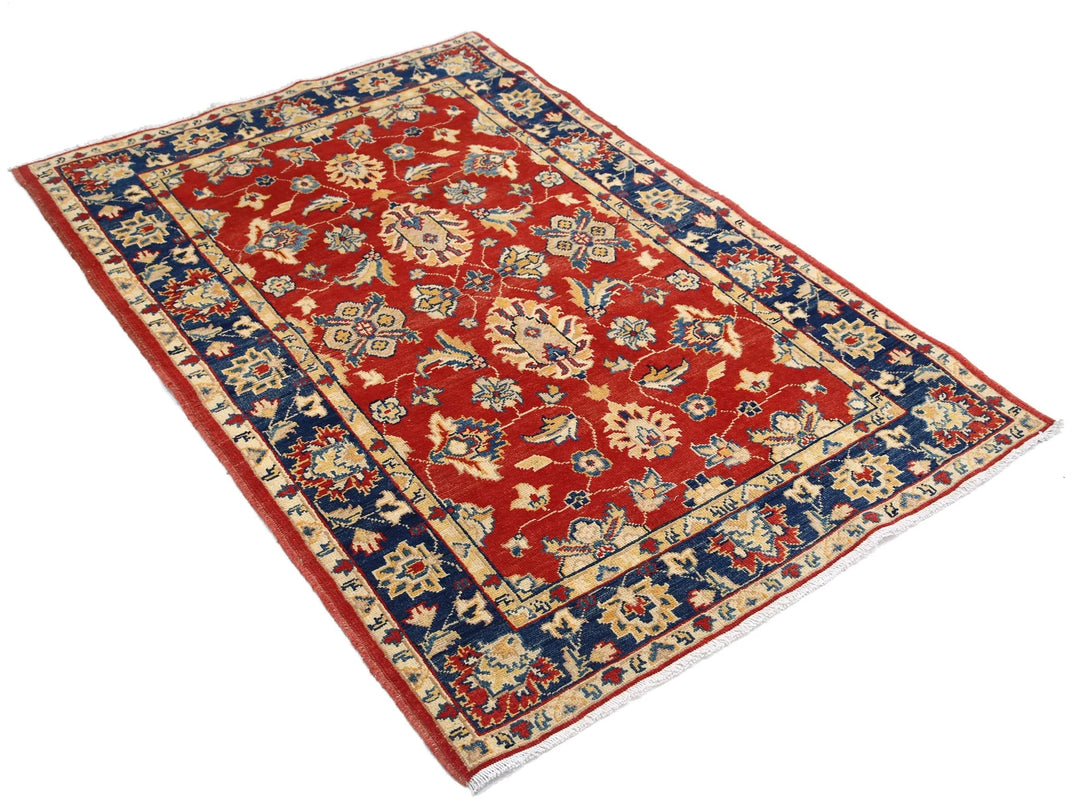 Red Afghan Ziegler Rug 3' 10" x 5' 8" Hand-Knotted | No. AT56148