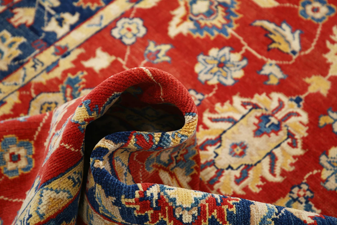Red Afghan Ziegler Rug 3' 10" x 5' 8" Hand-Knotted | No. AT56148