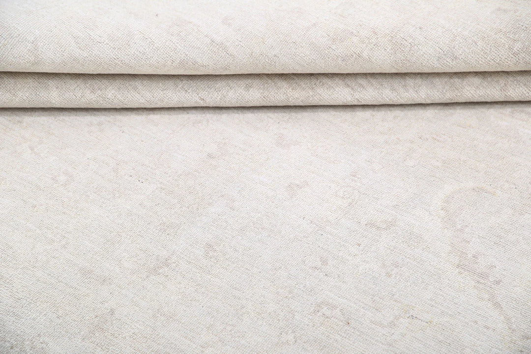 Ivory Afghan Tabriz Rug 5' 11" x 8' 5" Hand-Knotted | No. AT56230