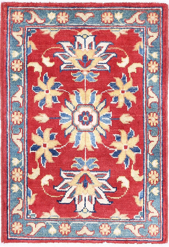 Red Afghan Oriental Rug 2'0" x 2'10" Hand-Knotted