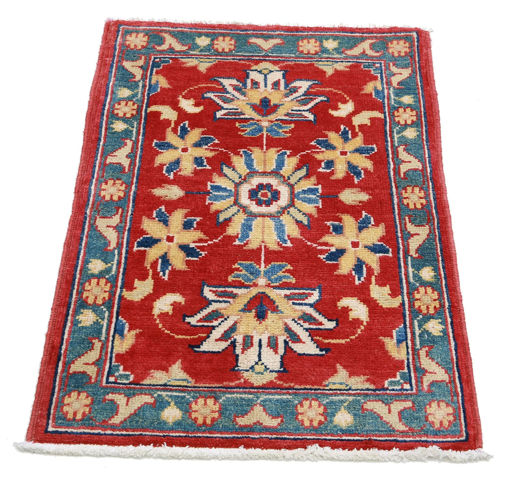 Red Afghan Oriental Rug 2'0" x 2'10" Hand-Knotted view
