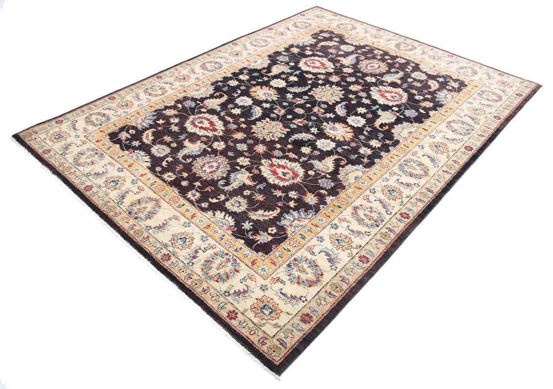 Brown Afghan Oriental Rug 5'10" x 7'10" Hand-Knotted view