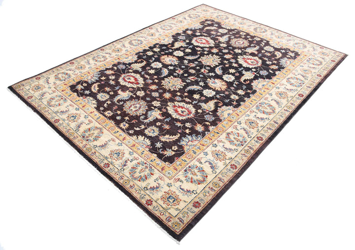 Brown Afghan Oriental Rug 5'10" x 7'10" Hand-Knotted view