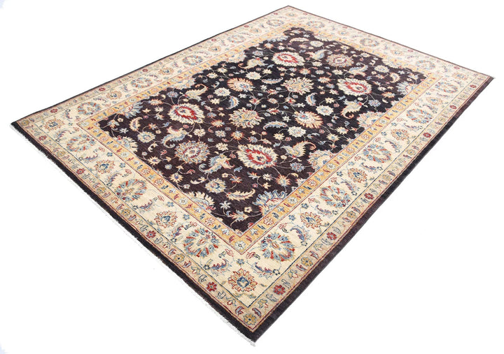 Brown Afghan Oriental Rug 5'10" x 7'10" Hand-Knotted | No. AT56471