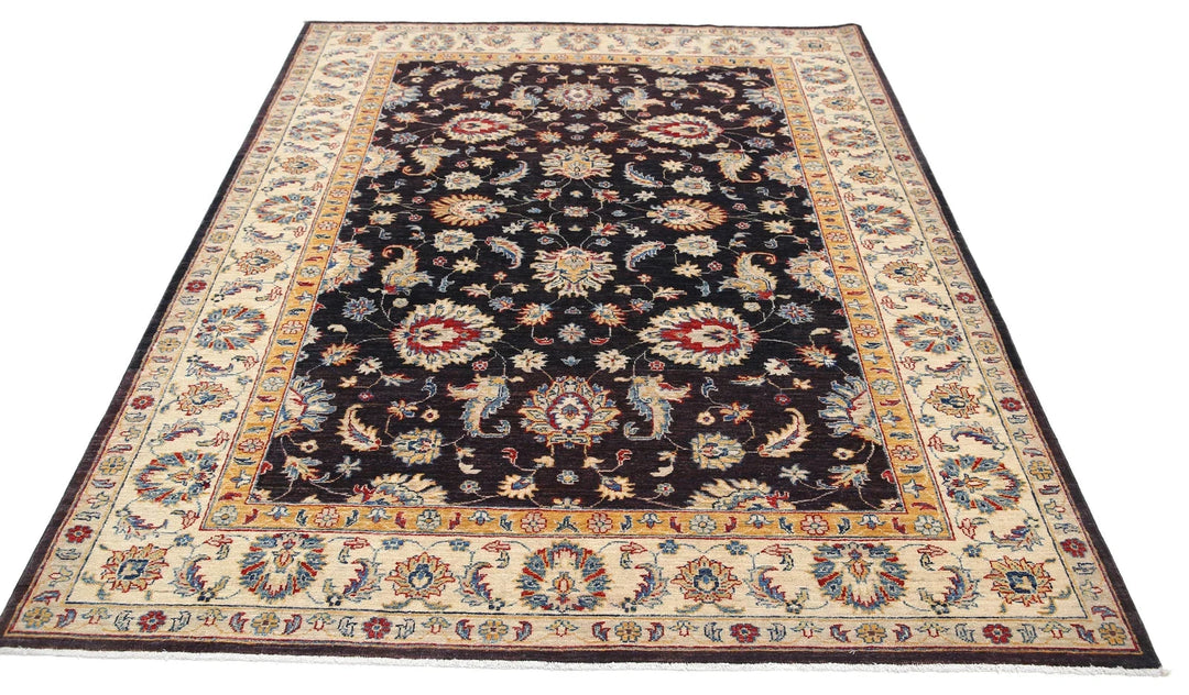 Brown Afghan Oriental Rug 5'10" x 7'10" Hand-Knotted | No. AT56471
