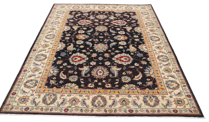 Brown Afghan Oriental Rug 5'10" x 7'10" Hand-Knotted | No. AT56471