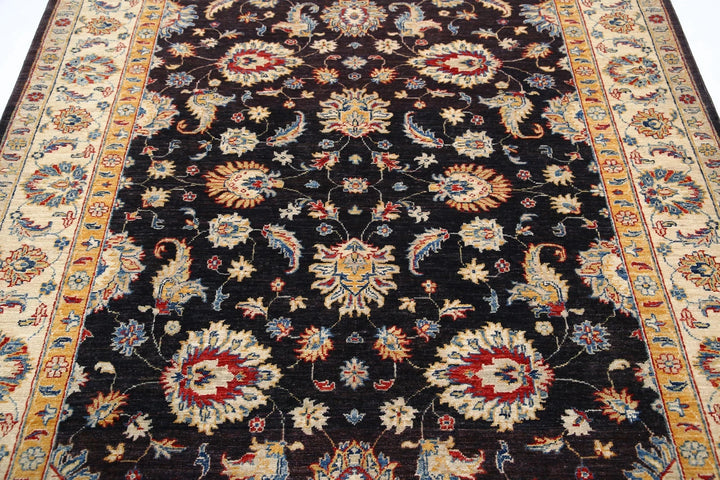 Brown Afghan Oriental Rug 5'10" x 7'10" Hand-Knotted | No. AT56471