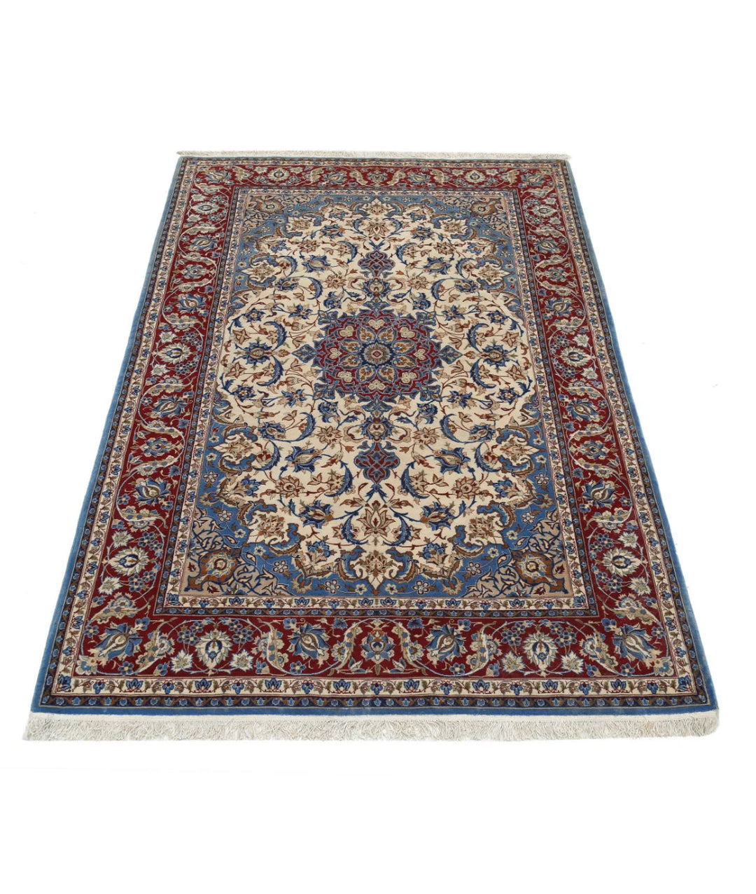 Persian Isfahan Rug 3' 7" x 5' 5" Hand-Knotted | No. AT56533