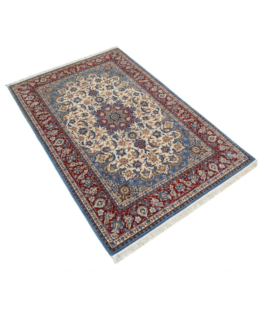 Persian Isfahan Rug 3' 7" x 5' 5" Hand-Knotted | No. AT56533