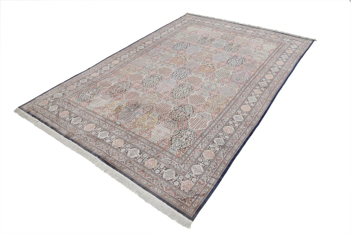 Persian Qum Silk Rug 6' 0" x 9' 0" Hand-Knotted | No. AT56543