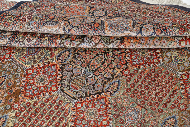 Persian Qum Silk Rug 6' 0" x 9' 0" Hand-Knotted | No. AT56543