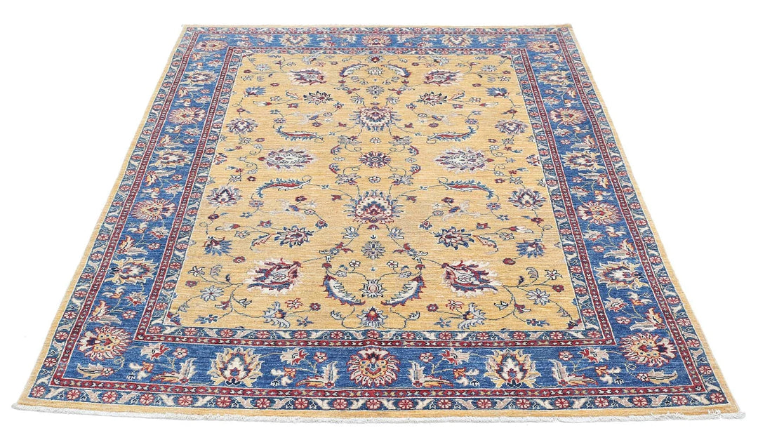 Afghan Ziegler Farhan Rug 4' 10" x 6' 5" Hand-Knotted | No. AT56669