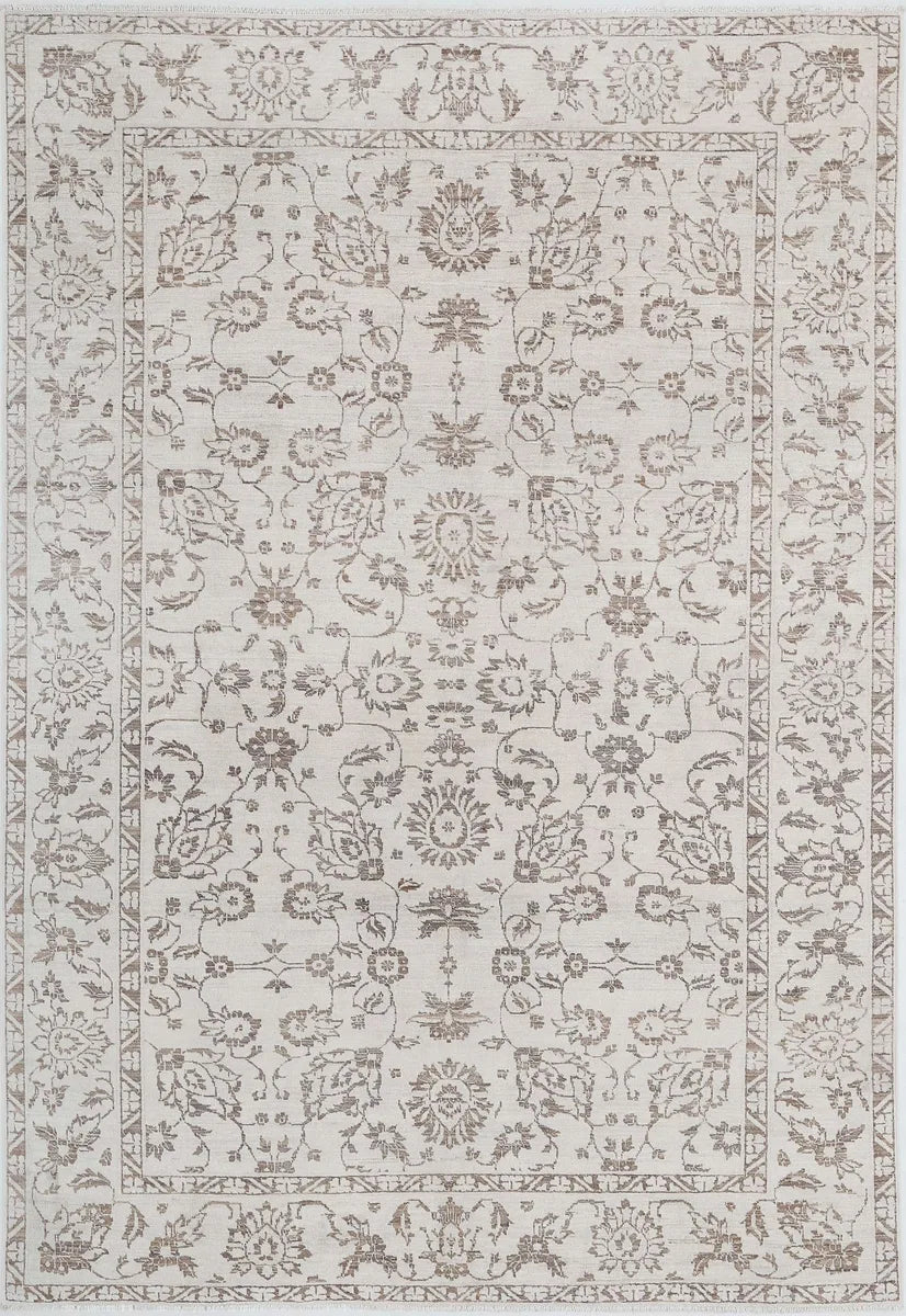 Grey Afghan Serenity Rug 5' 9" x 8' 4" Hand-Knotted | No. AT56765