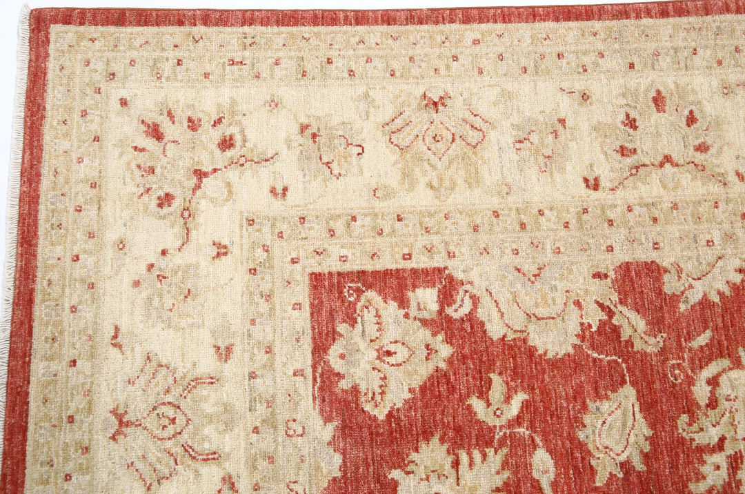 Red Afghan Ziegler Rug 5' 7" x 7' 5" Hand-Knotted | No. AT56923
