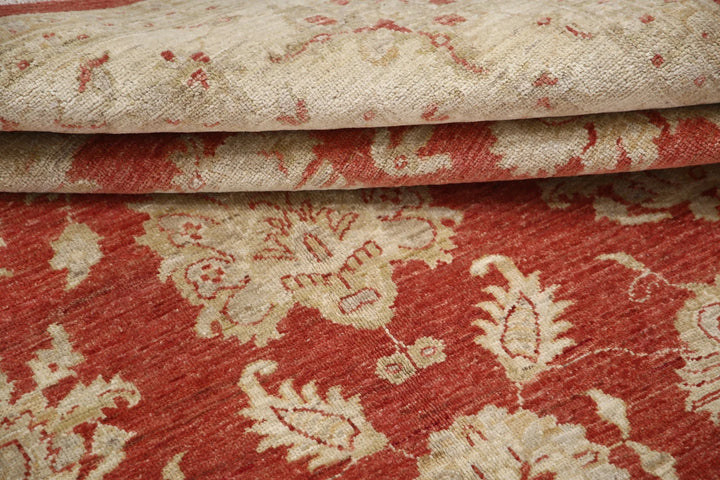Red Afghan Ziegler Rug 5' 7" x 7' 5" Hand-Knotted | No. AT56923