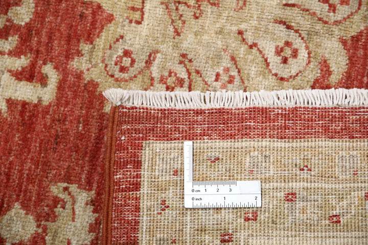 Red Afghan Ziegler Rug 5' 7" x 7' 5" Hand-Knotted | No. AT56923