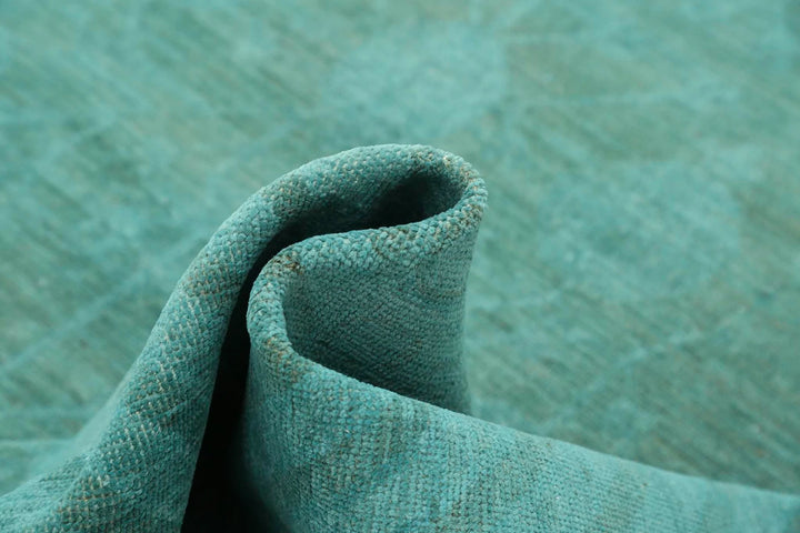 Teal Afghan Overdye Rug 7' 9" x 9' 4" Hand-Knotted | No. AT56933