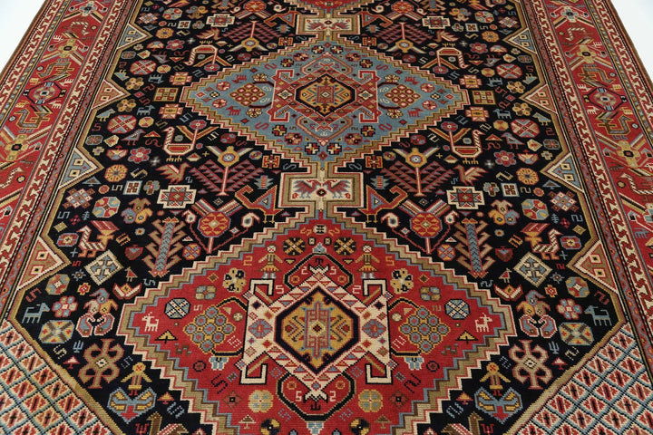 Persian Qashqai Vintage Rug 7' 11" x 11' 10" Hand-Knotted | No. AT57023