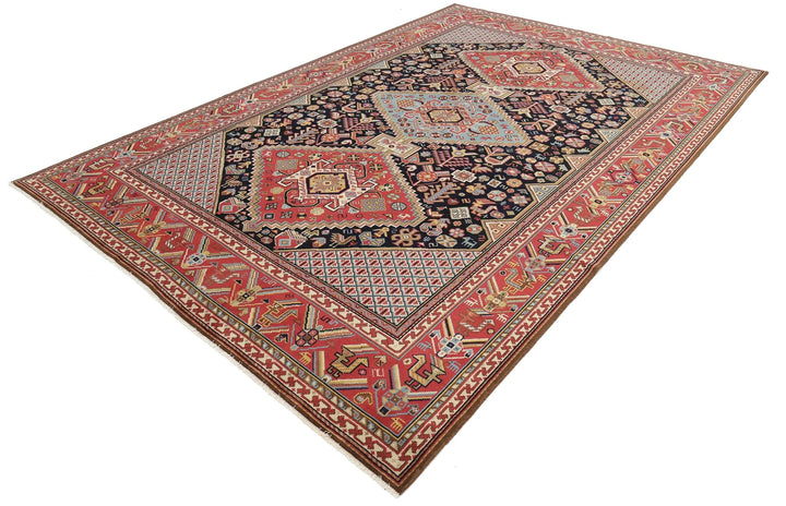 Persian Qashqai Vintage Rug 7' 11" x 11' 10" Hand-Knotted | No. AT57023