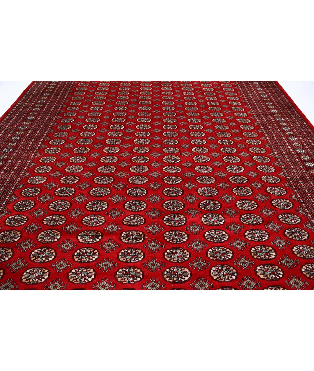 Red Pakistani Bokhara Rug 10' 2" x 14' 0" Hand-Knotted | No. AT57046