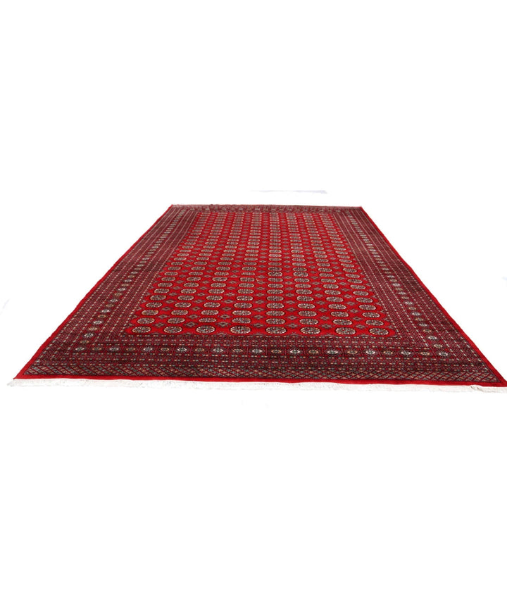 Red Pakistani Bokhara Rug 10' 2" x 14' 0" Hand-Knotted | No. AT57046