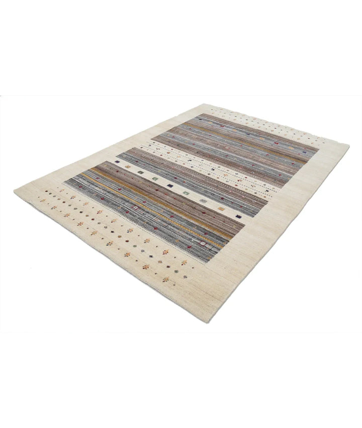 Ivory Indian Lori Rug 5' 7" x 7' 10" Hand-Knotted | No. AT57057