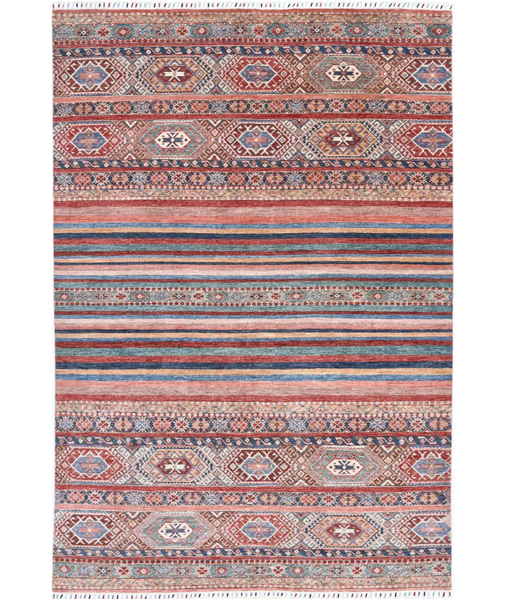 Afghan Khurjeen Rug 6'8" x 9'7" Hand-Knotted | No. AT570810