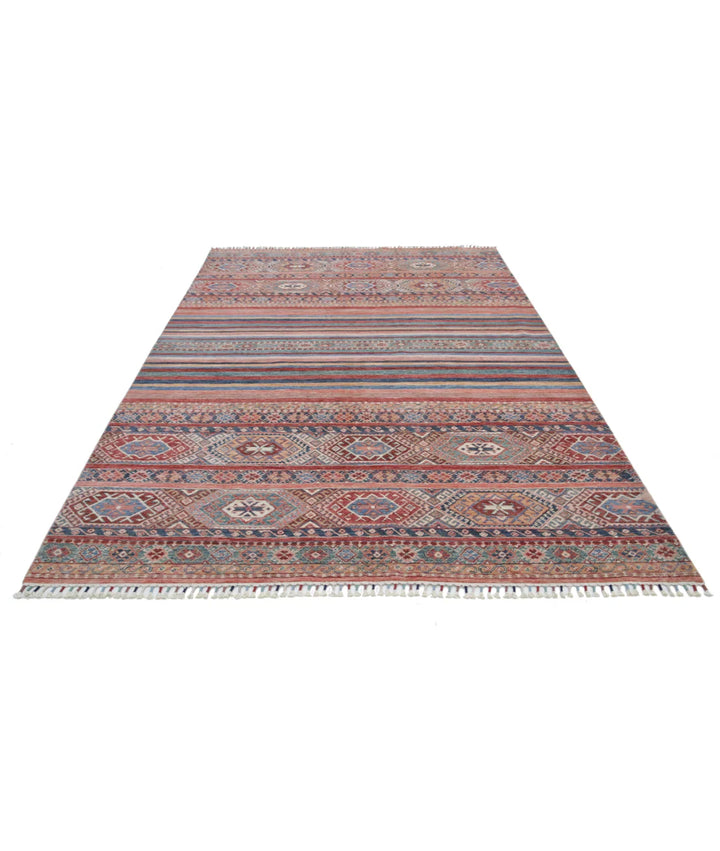 Afghan Khurjeen Rug 6'8" x 9'7" Hand-Knotted | No. AT570810