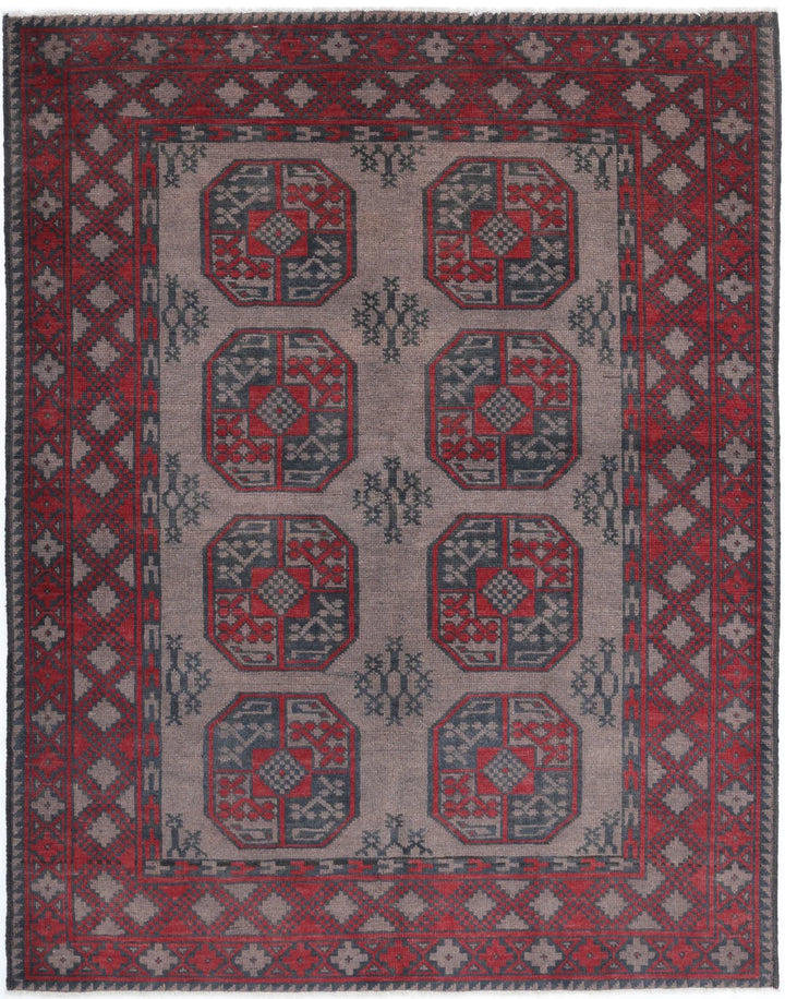 Afghan Akcha Revival Rug 4' 10" x 6' 1" Hand-Knotted | No. AT57184
