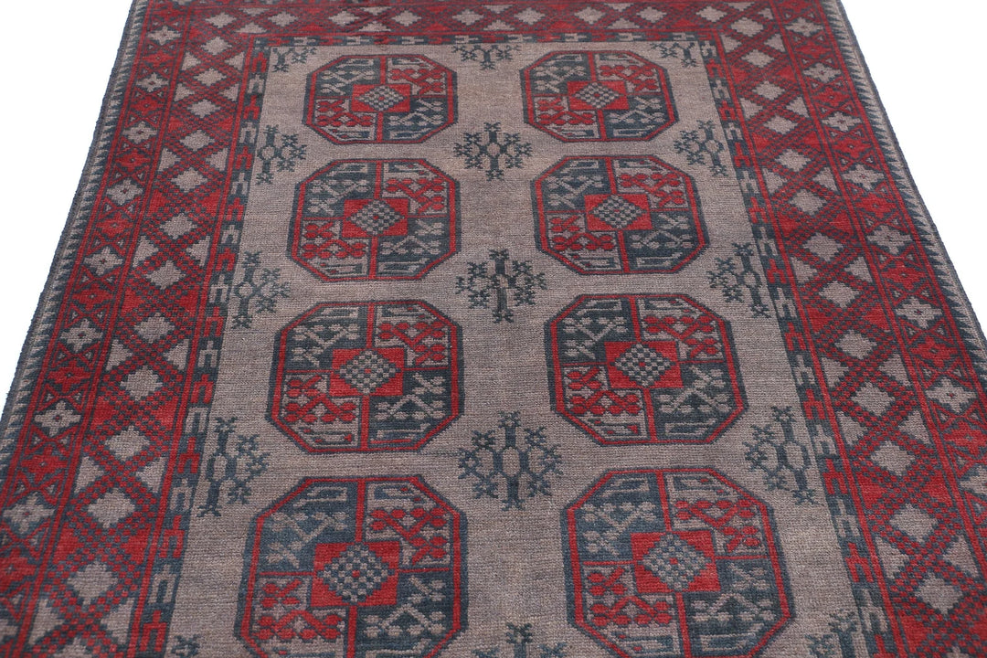 Afghan Akcha Revival Rug 4' 10" x 6' 1" Hand-Knotted | No. AT57184
