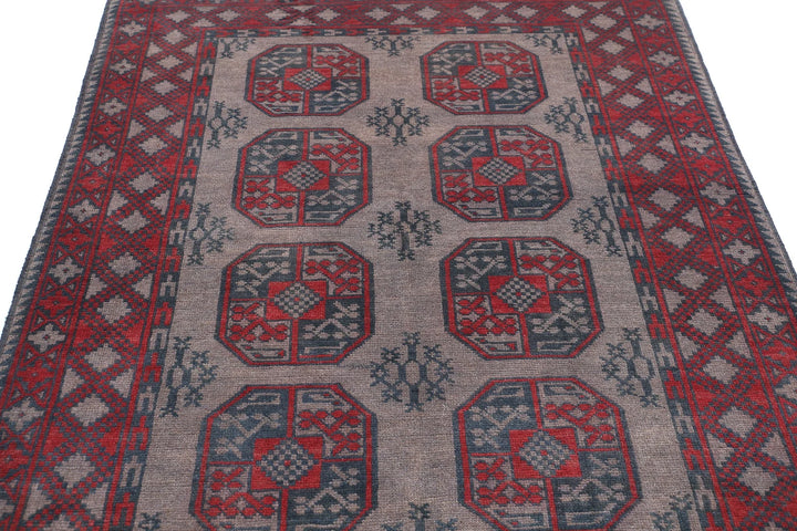 Afghan Akcha Revival Rug 4' 10" x 6' 1" Hand-Knotted | No. AT57184