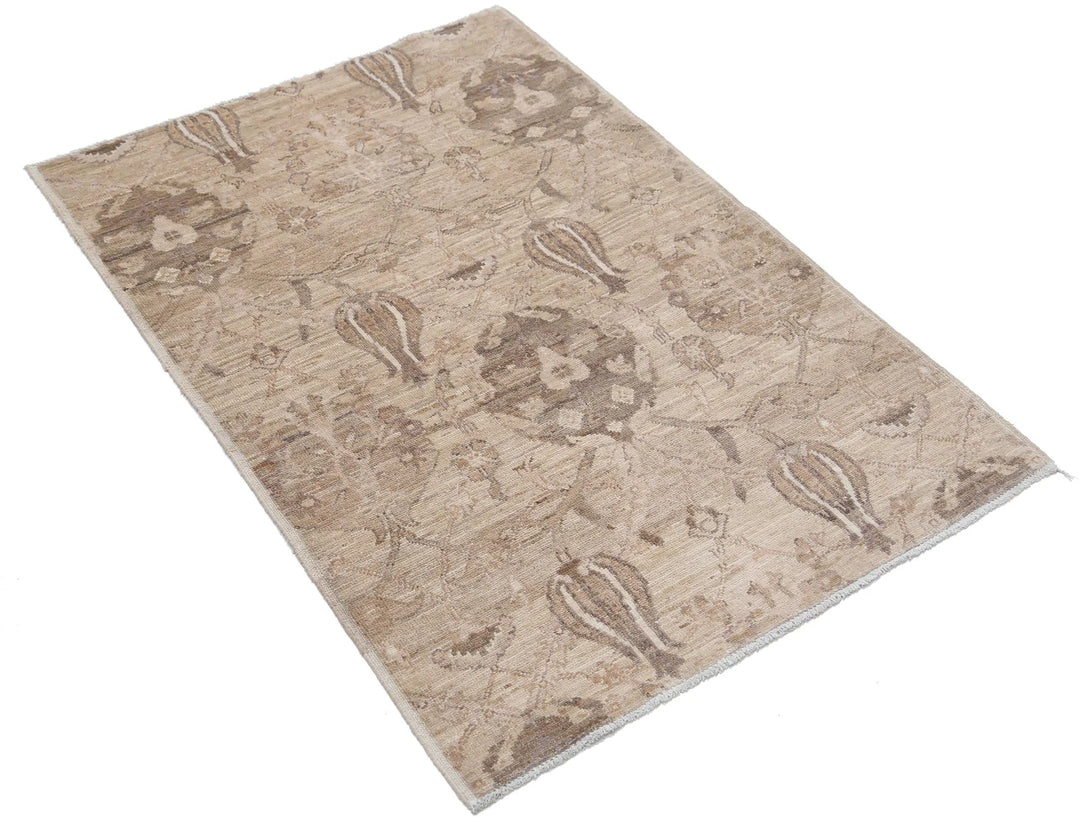 Brown Afghan Ziegler Rug 2' 8" x 3' 10" Hand-Knotted | No. AT57294