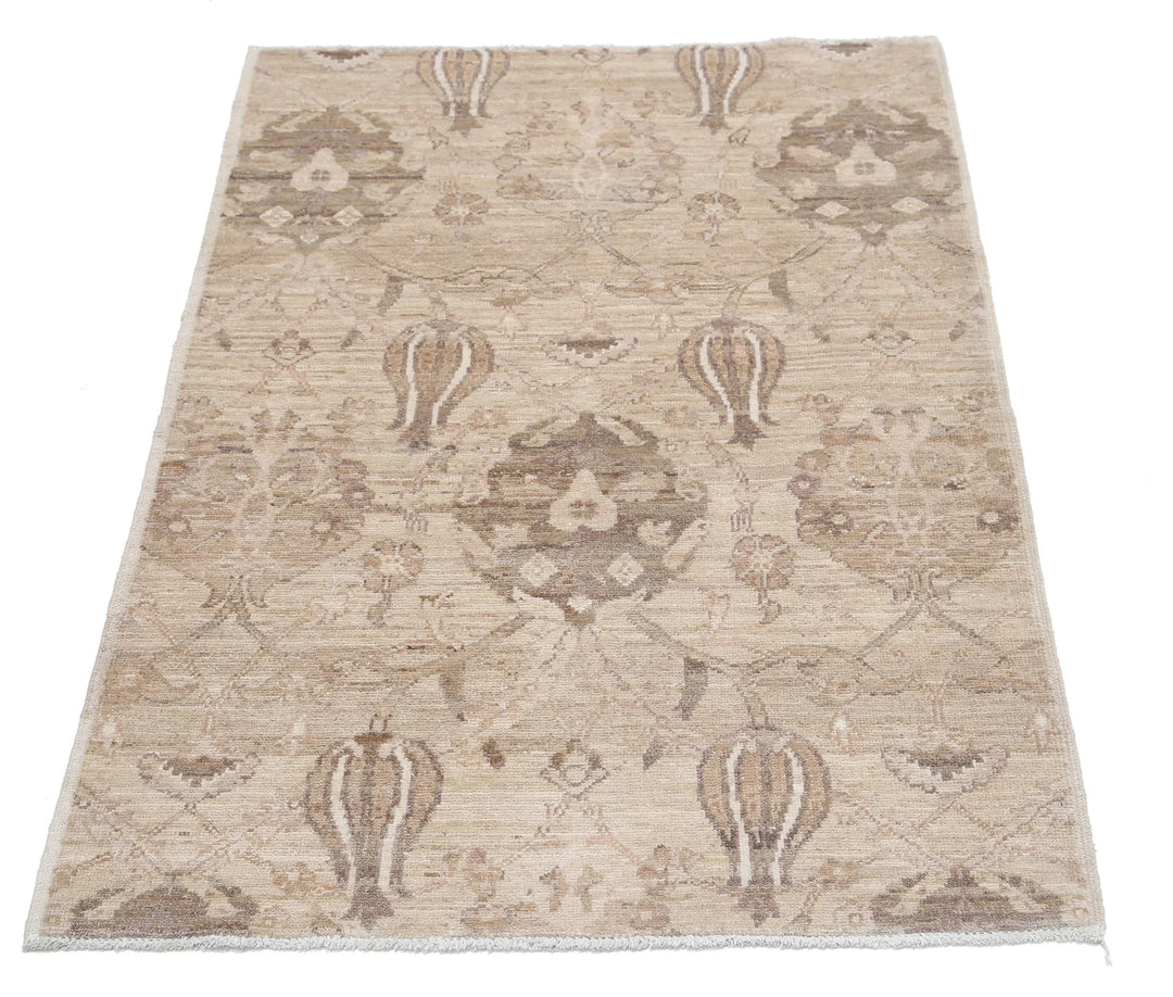 Brown Afghan Ziegler Rug 2' 8" x 3' 10" Hand-Knotted | No. AT57294